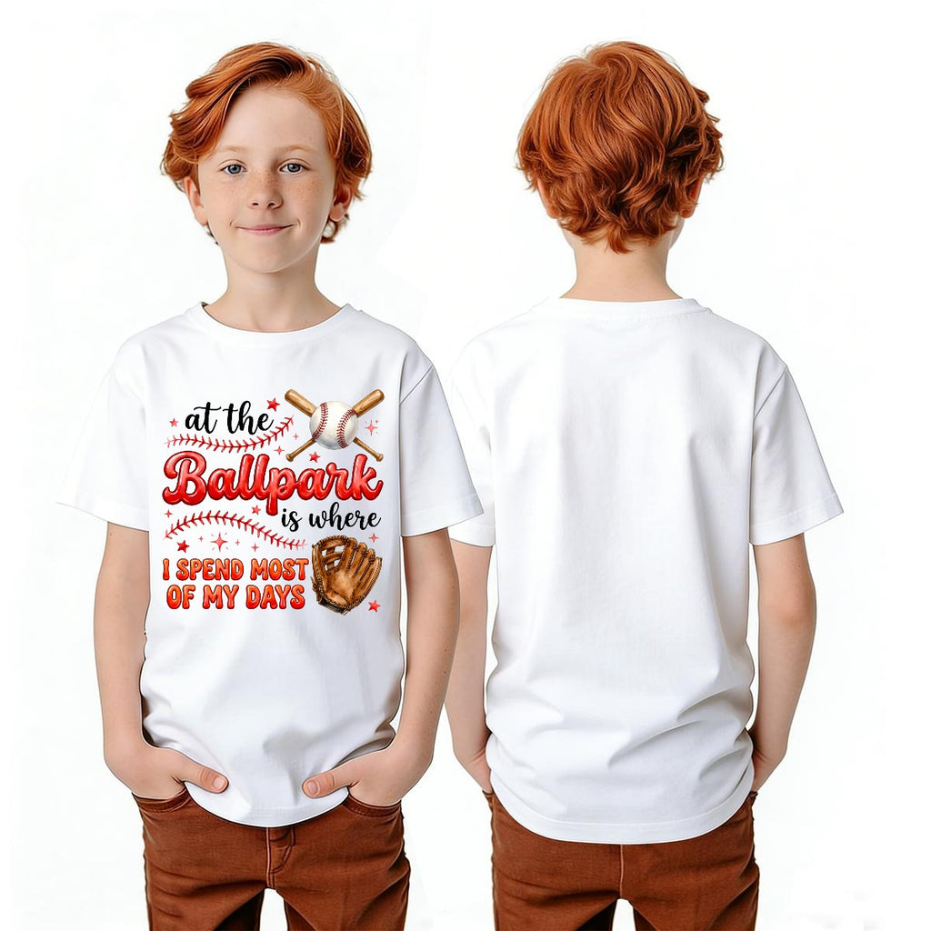 Child wearing a Kid's Most of My Days T Shirt Printed in USA - showing front and back views.