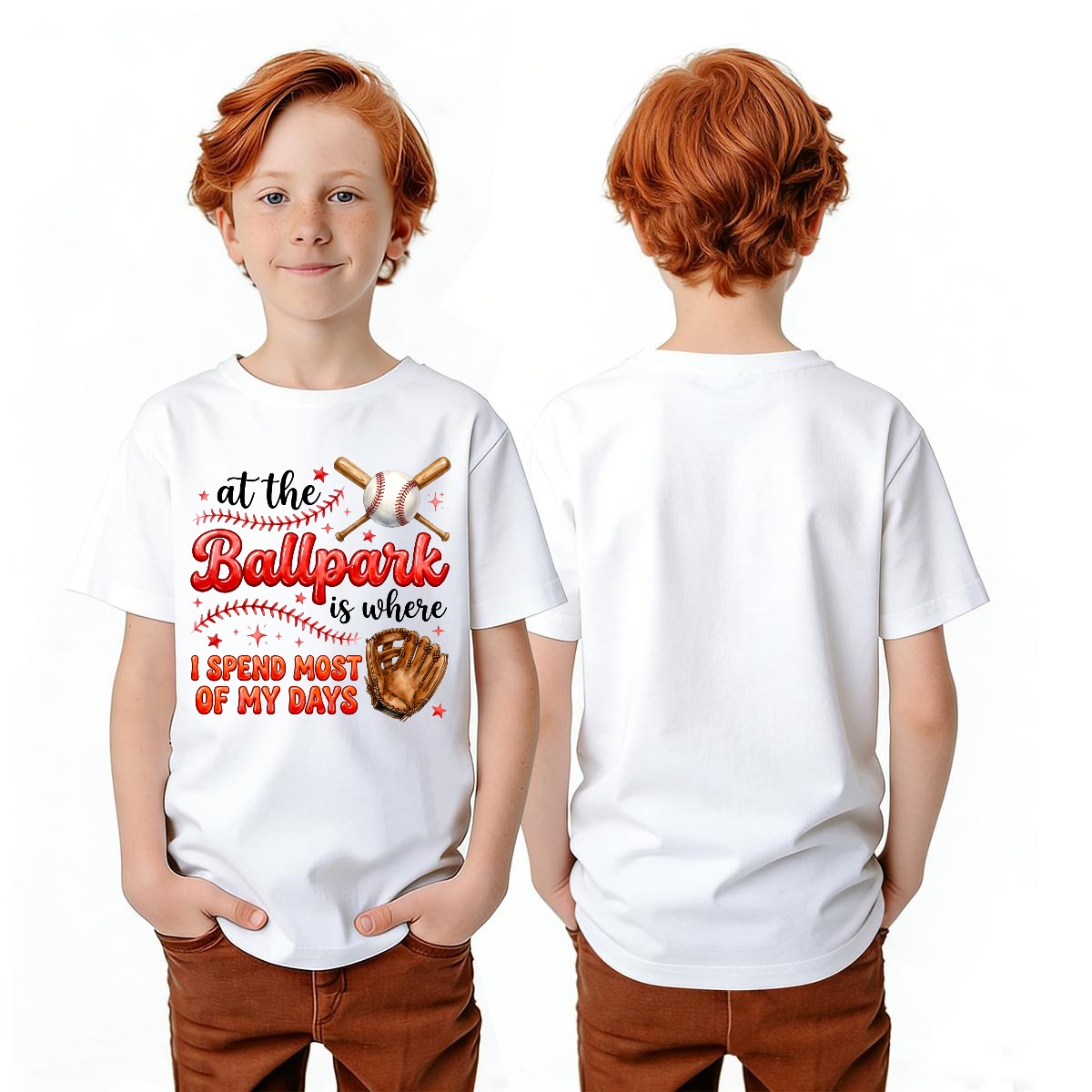 Child wearing a Kid's Most of My Days T Shirt Printed in USA - showing front and back views.