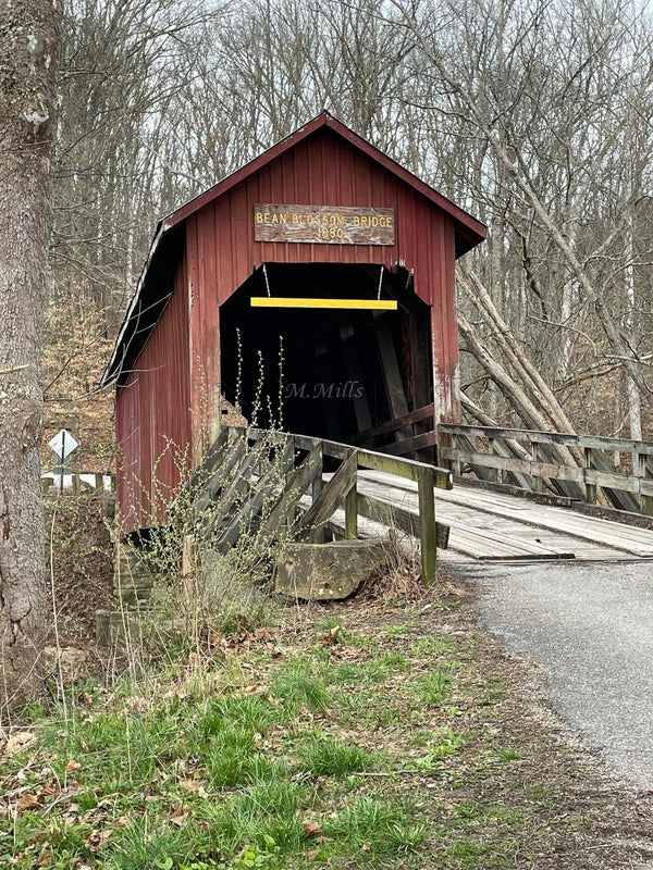 Historical Bean Blossom Bridge located in Brown County, Indiana.