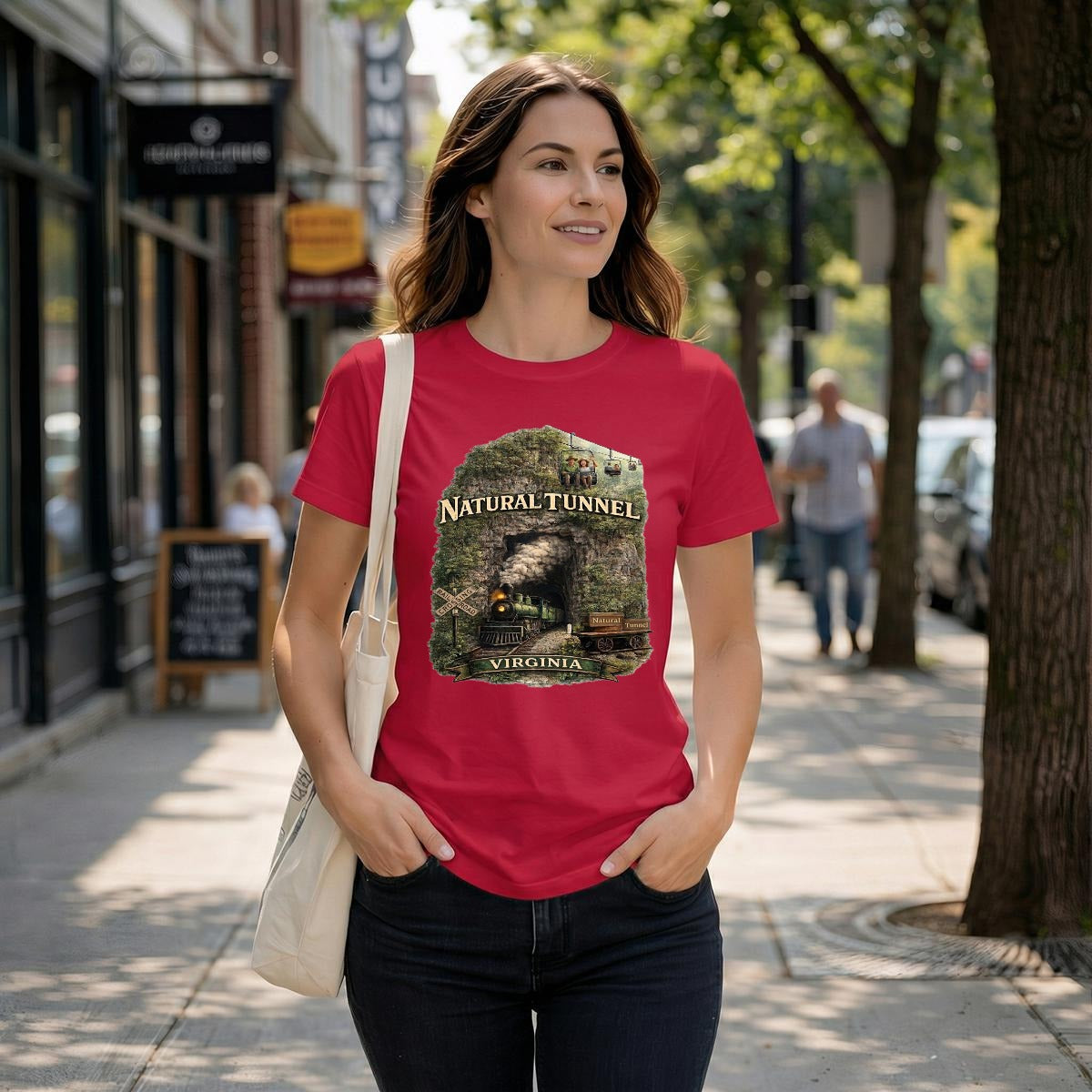 Women's Vintage Steam Engine Natural Tunnel Virginia Railroad Shirt