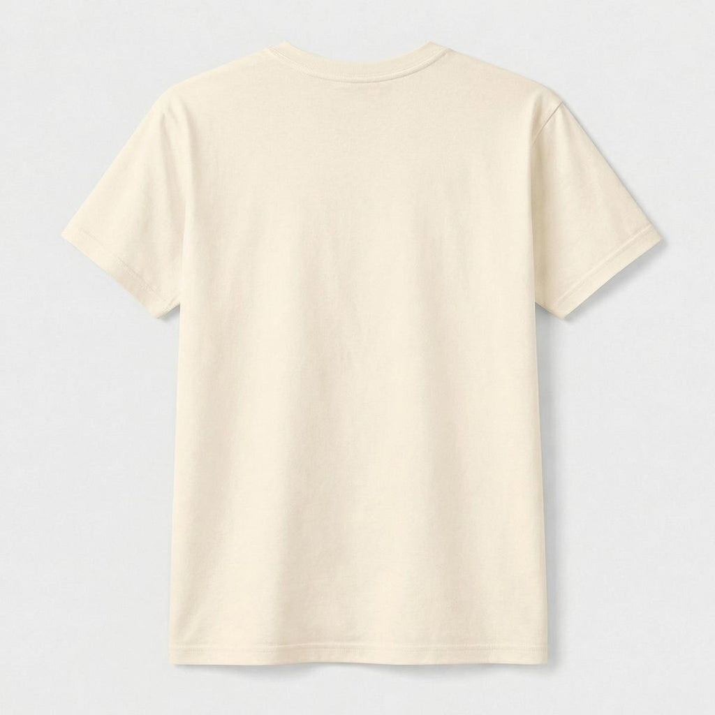 Cream color shirt on a white background.