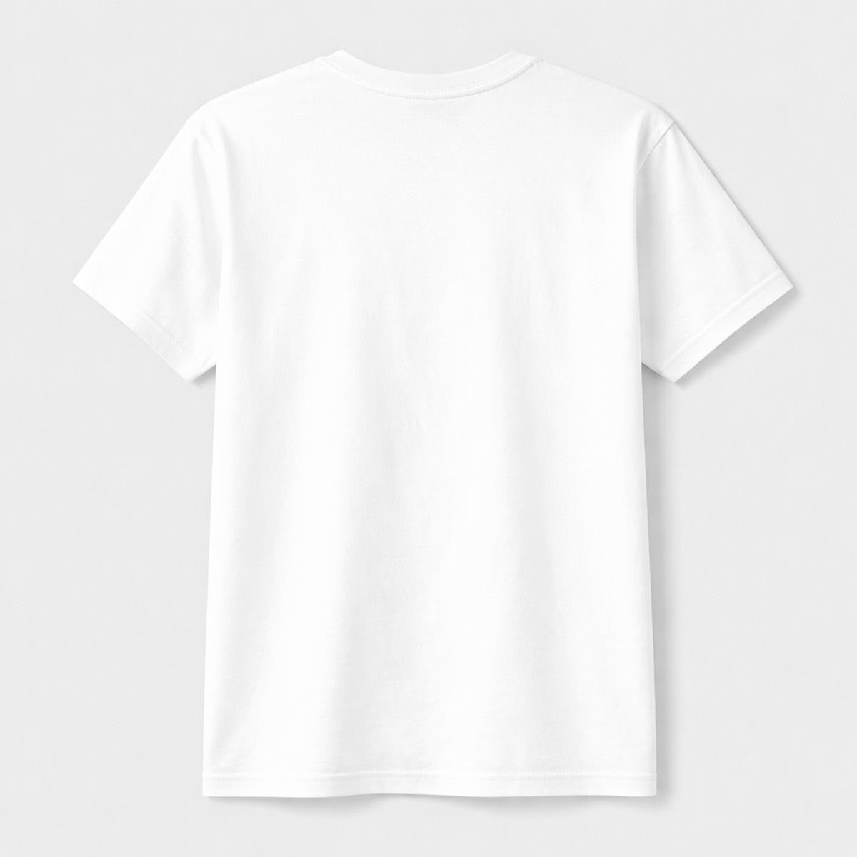 Plain white t-shirt on a light grey background